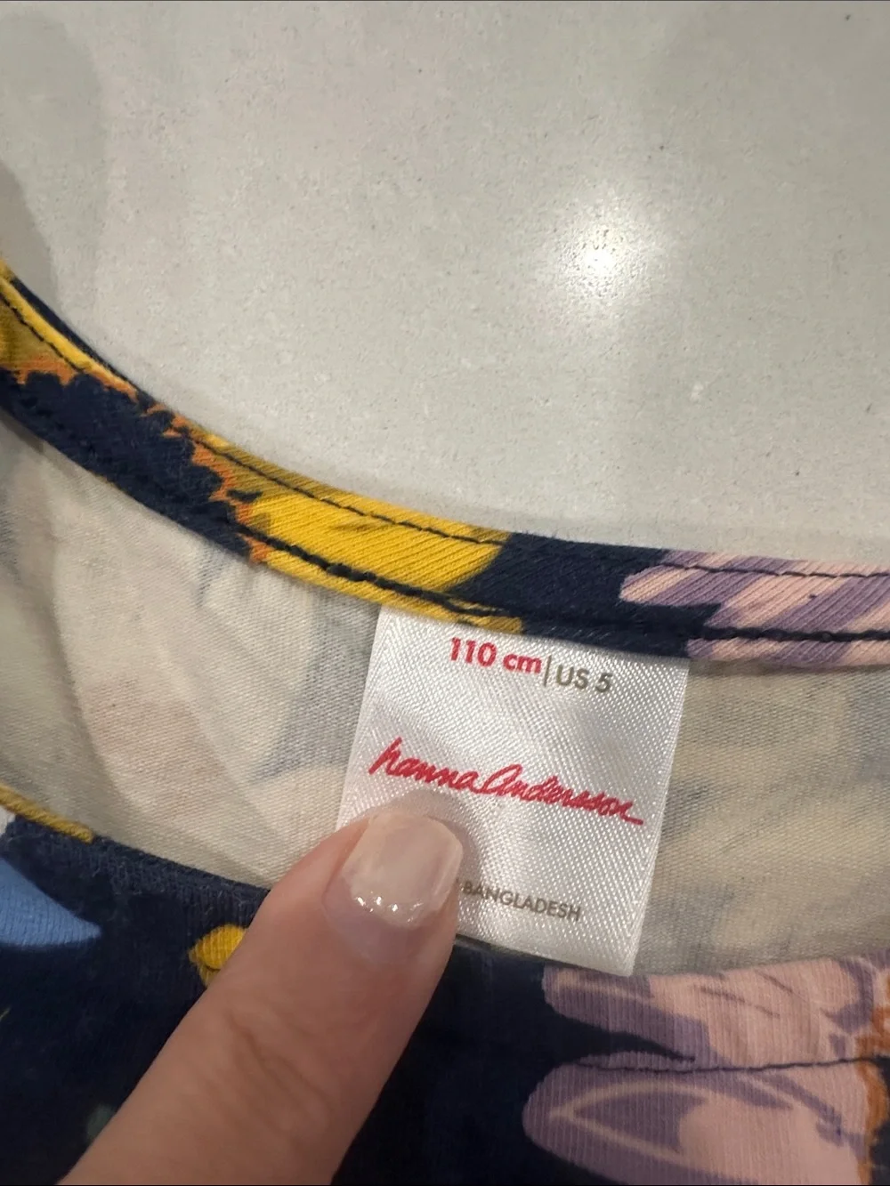 Hanna Andersson Navy A-Line Skirt with Yellow, Pink & White Floral Print
